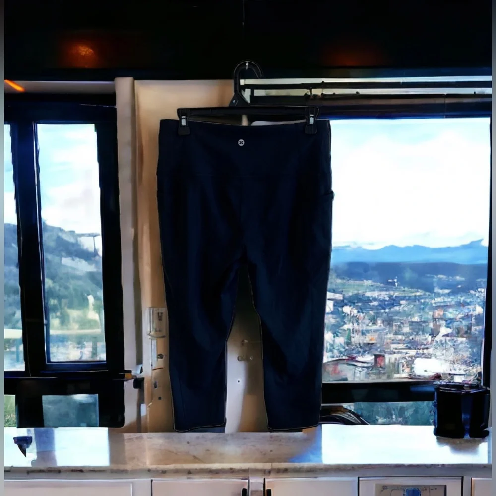 RBX Leggings Capri 3/4 Length Black High Waisted Pockets - Picture 13 of 16